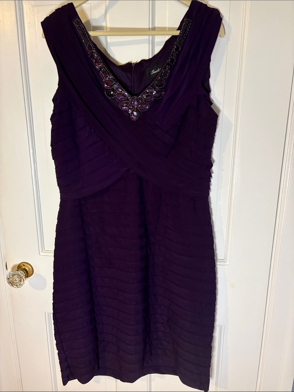 Scarlett Nite Jewel-Embellished Midi Dress - Deep Purple